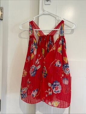 Forever 21 Red Floral Pleated Camisole